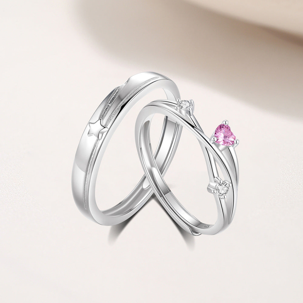 S925 Silver Ring For Women  Versatile Heart Shaped Diamond Band