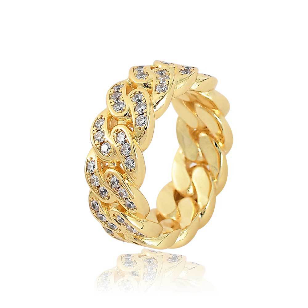 Mens Single-Row Cubic Zirconia Cuban Ring