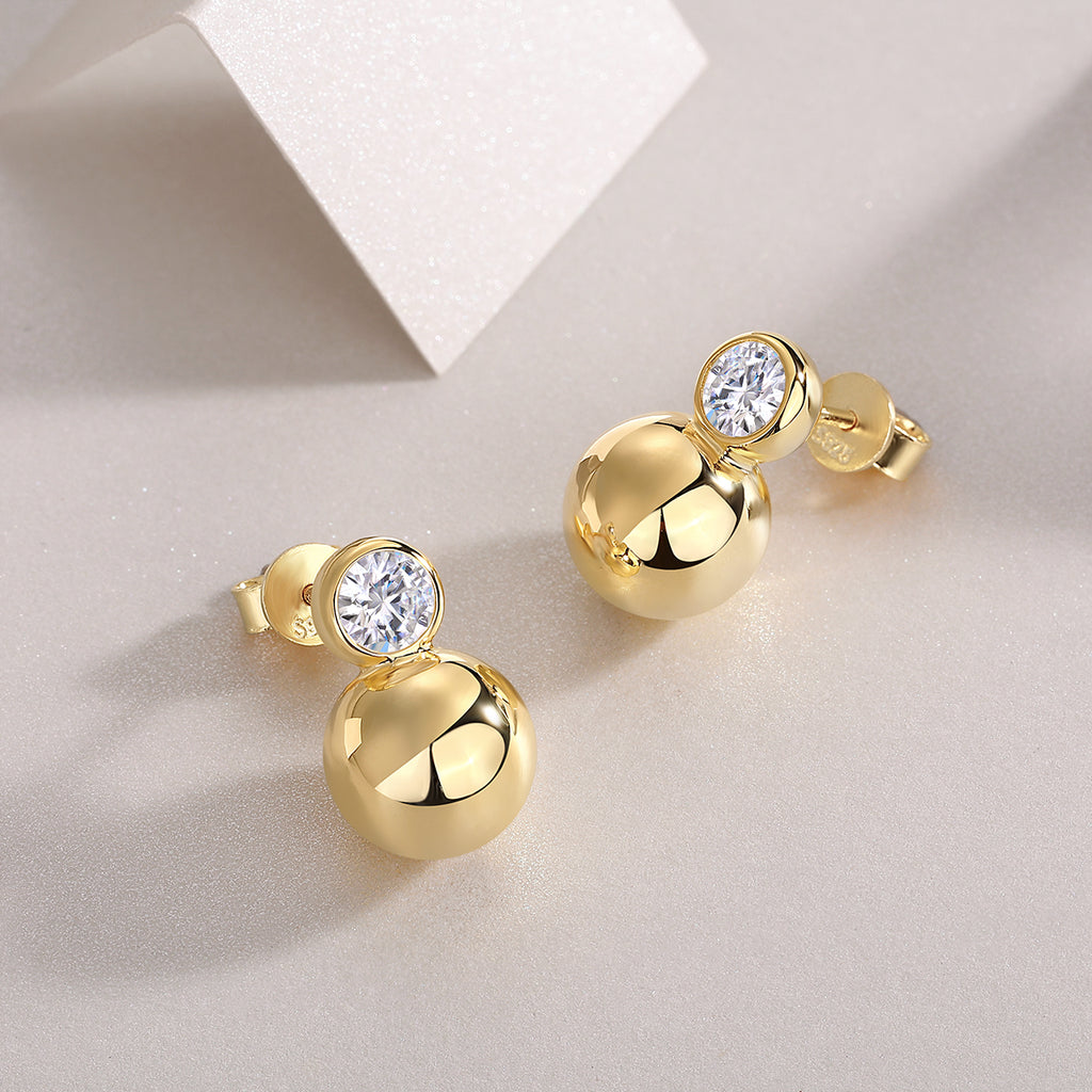 Crystal Drop Earrings - Set With Top-quality Moissanite Luxury Fashion Light Luxury Jewelry Silver Stud Earrings S925 Silver Electroplated Gold