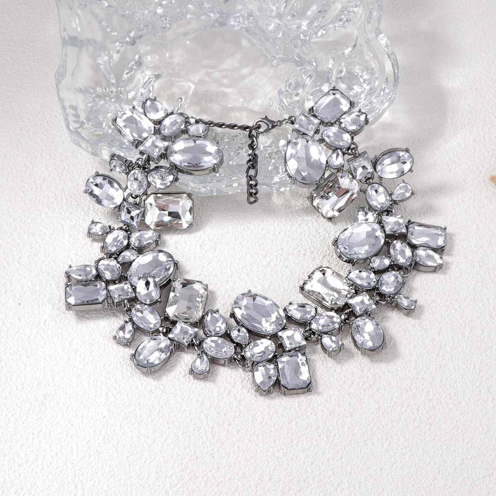 Womens Irregular Geometric Rhinestone Necklace
