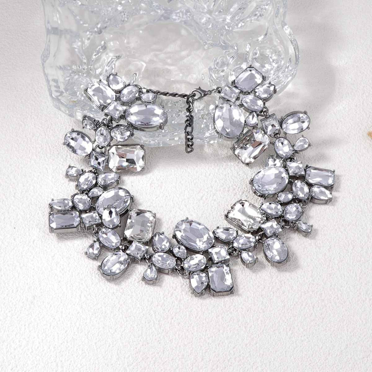 Womens Irregular Geometric Rhinestone Necklace
