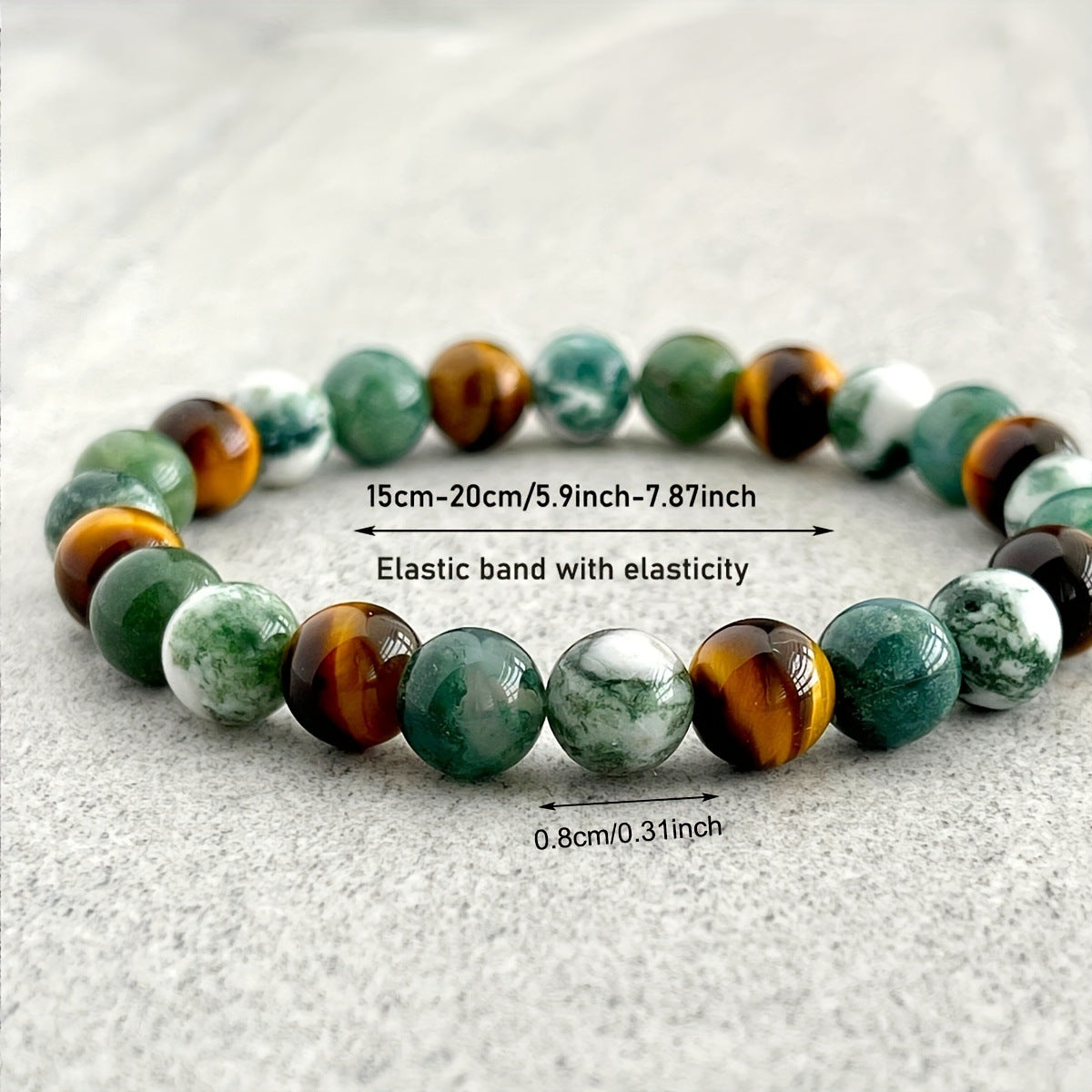 Natural Stone And Wood Bead Bracelet