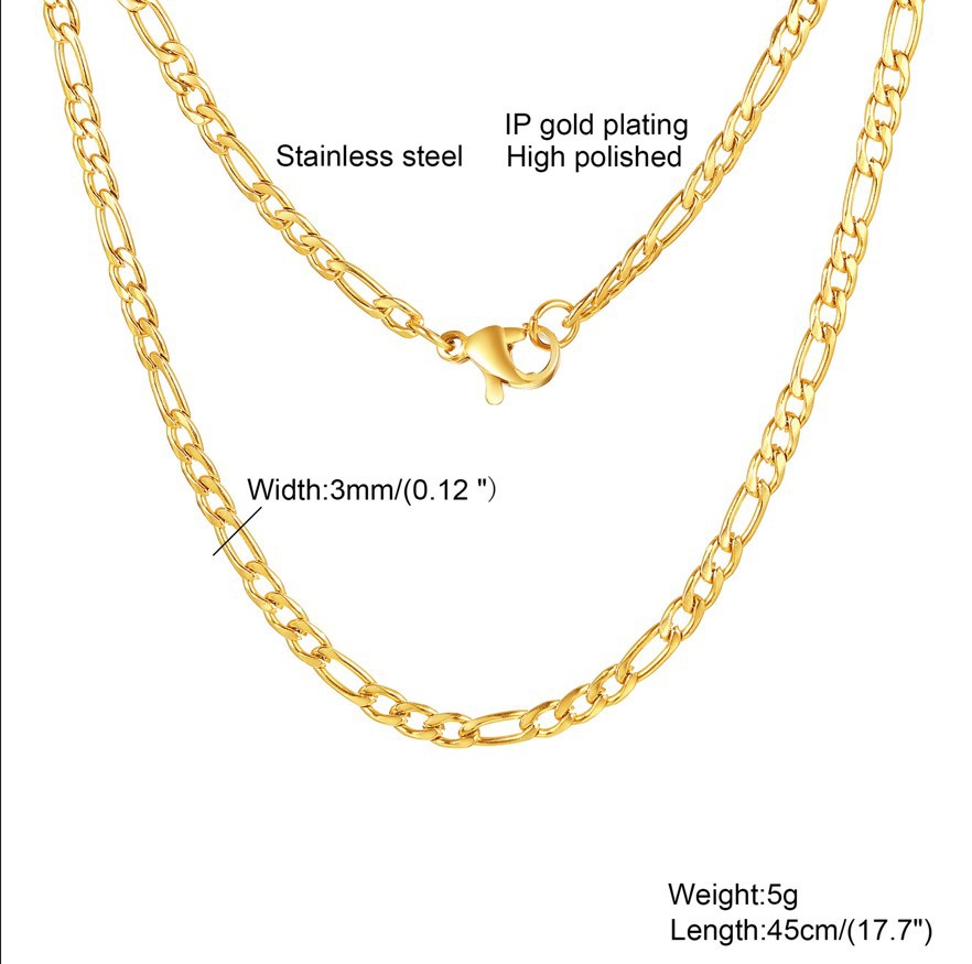 Stainless Steel 13-link Chain Gold Womens Necklace