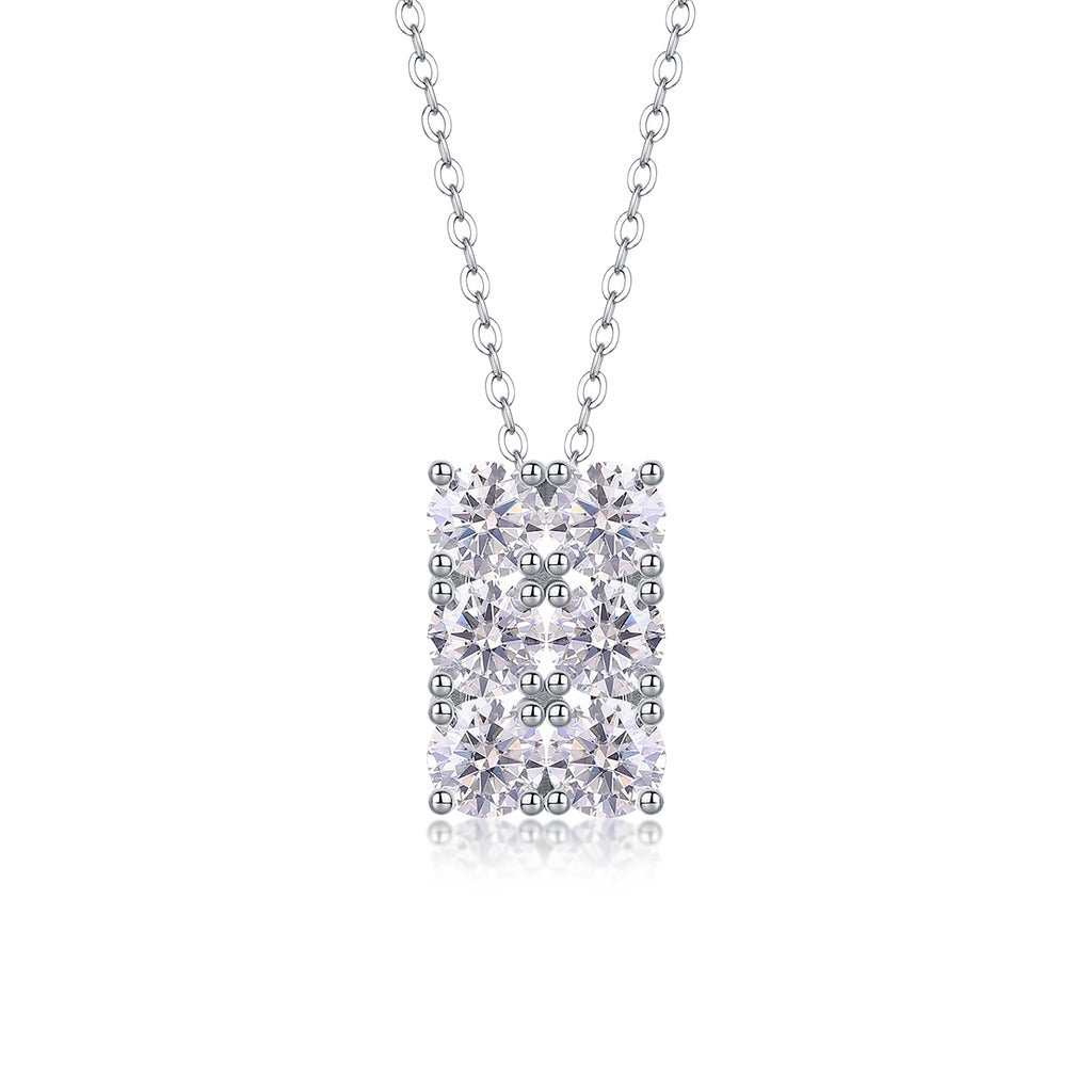 Six-round Chain - Set With Top-quality Moissanite, Fashionable And Light Luxury Jewelry, Silver Pendant Necklace S925, Silver-plated Platinum