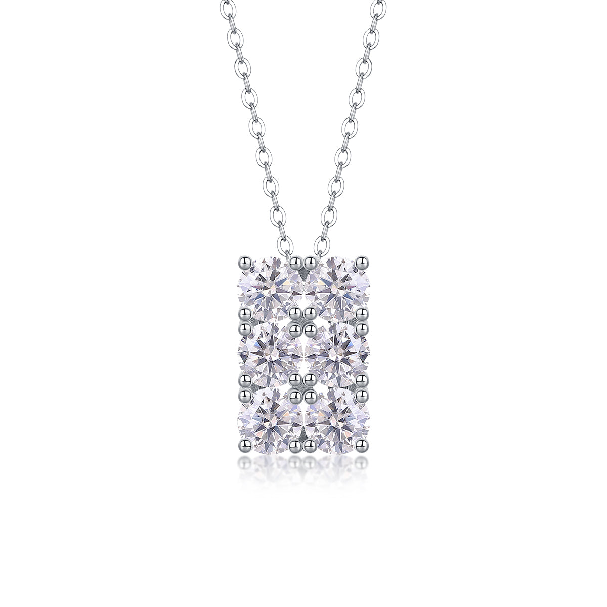 Six-round Chain - Set With Top-quality Moissanite, Fashionable And Light Luxury Jewelry, Silver Pendant Necklace S925, Silver-plated Platinum