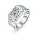 Men's 1-carat Luxury And Fashionable Light Luxury Jewelry Silver Ring Set With Top-quality Moissanite, S925 Silver-plated Platinum