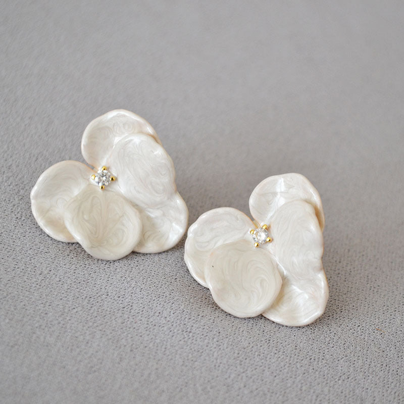 Handmade Enamel Orchid And Butterfly Earrings