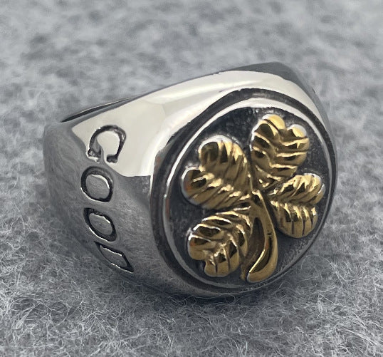 GOOK LUCK Vintage Four-Leaf Clover Ring