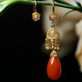 Ice Red Water Droplet Classic Temperament Long Earrings