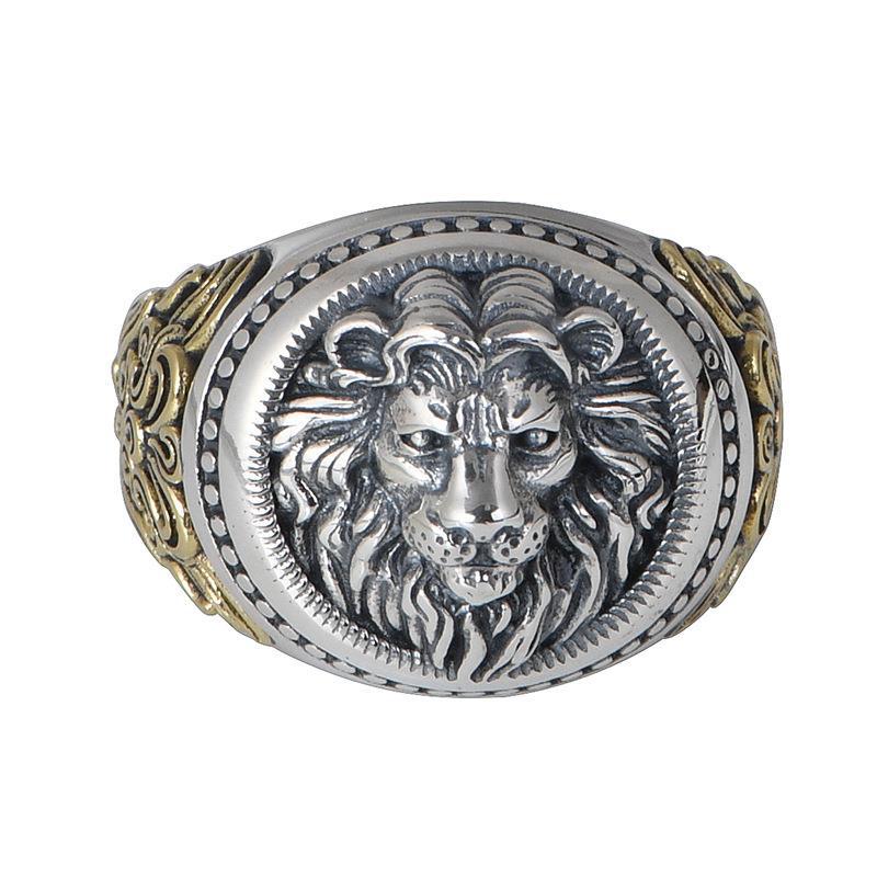 Men's Retro Gold Wisteria Lion Ring