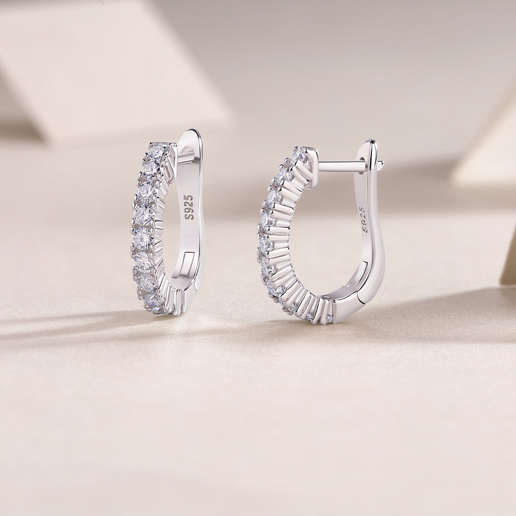 Modern Guide - Premium Moissanite Luxury Fashion Light Luxury Jewelry Silver Stud Earrings S925 Silver Plated Platinum