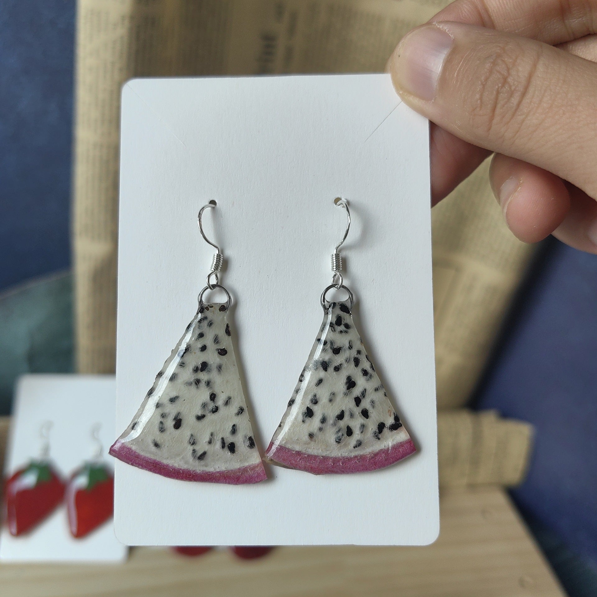 Natural Fruit-Dyed Epoxy Resin Handmade Creative Earrings For Women