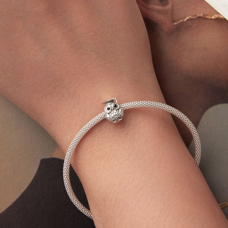 Graduation Season Wisdom Owl Diy Beaded S925 Silver Bead