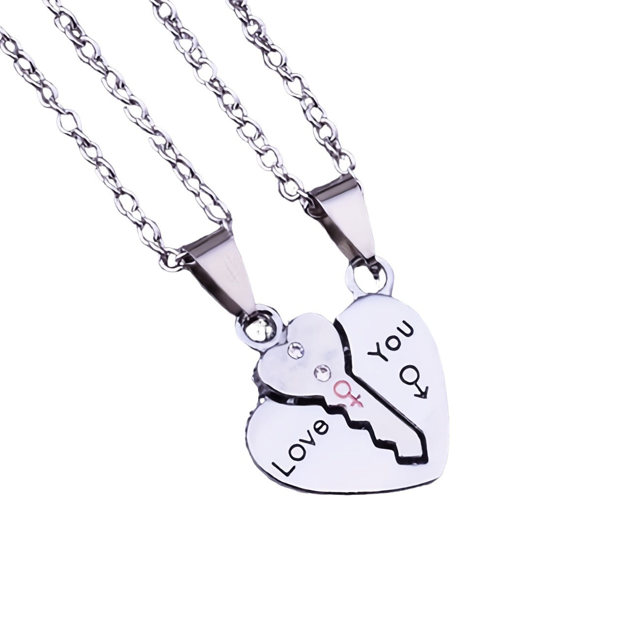 Creative Heart-Shaped Key Lock Couple Necklace
