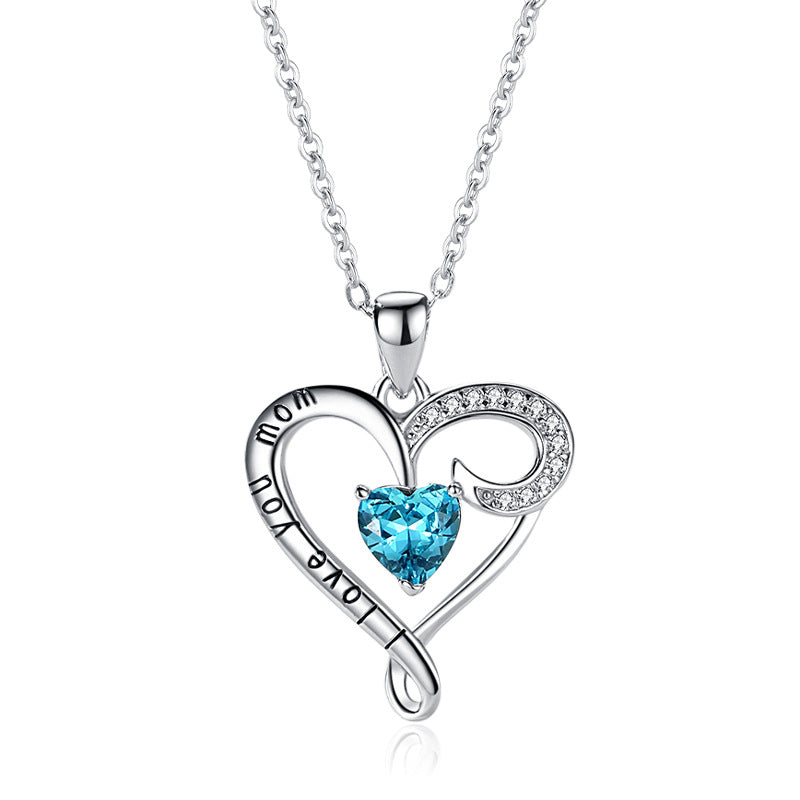 Fashionable Simple Ladies Love Blue Diamond Pendant