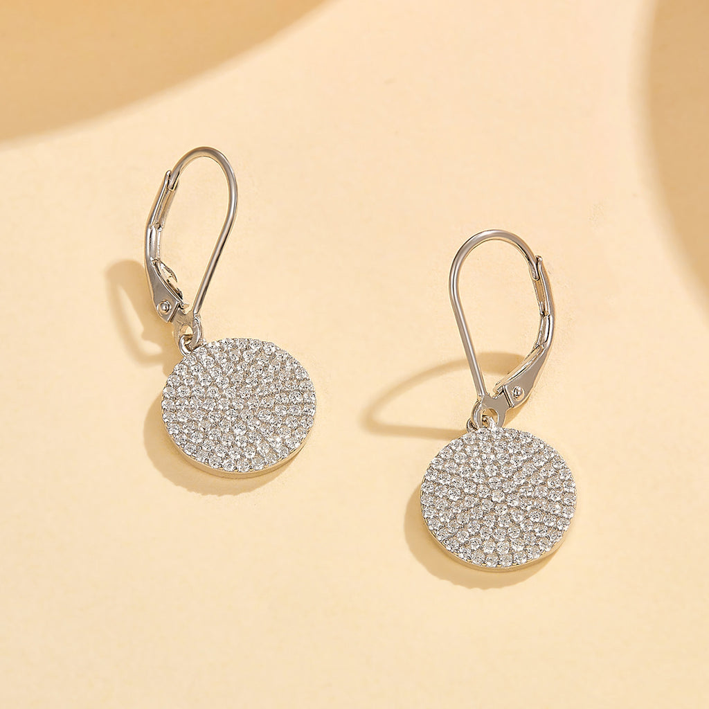 S925 Sterling Silver Disc Zircon Earrings Fashionable And Minimalist