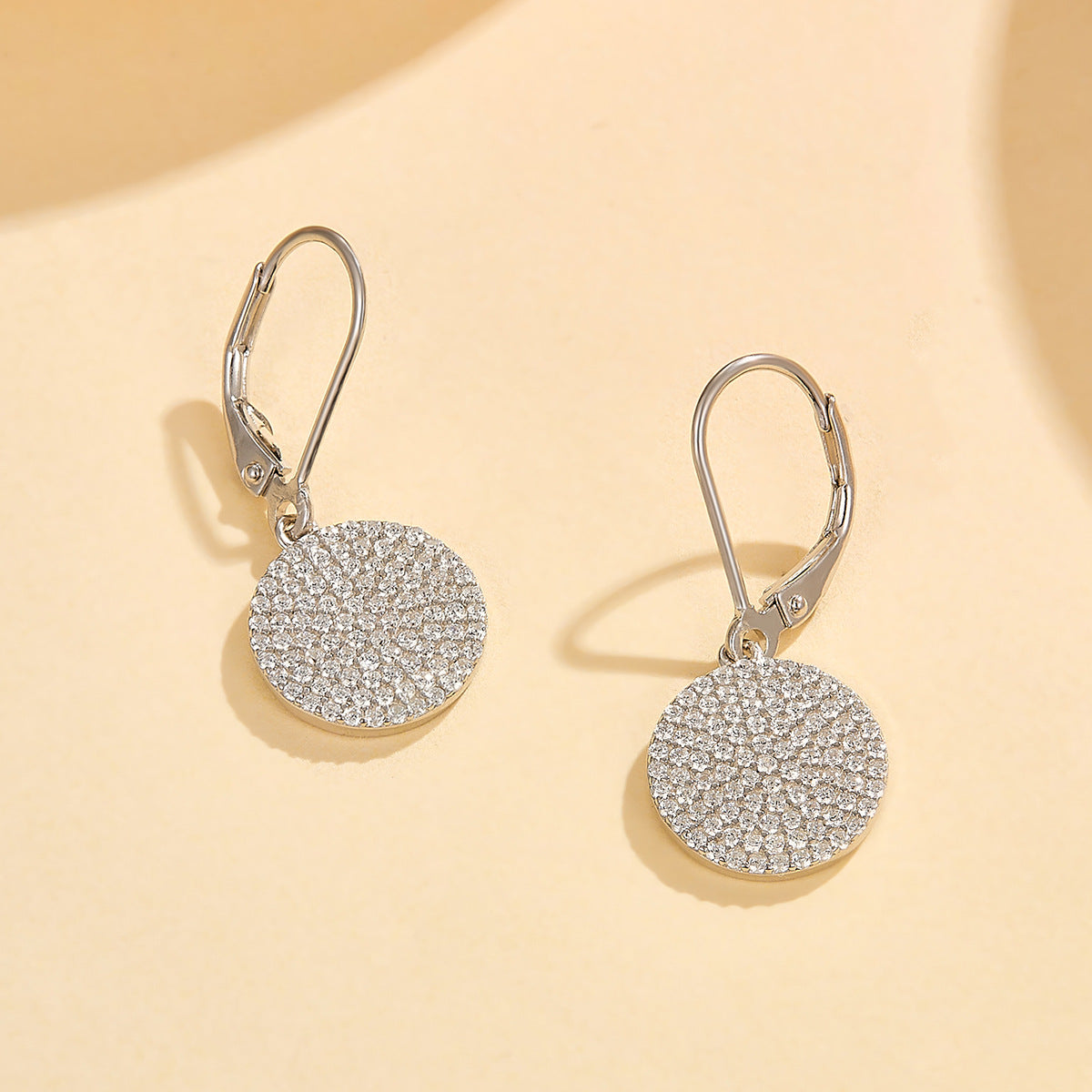 S925 Sterling Silver Disc Zircon Earrings Fashionable And Minimalist