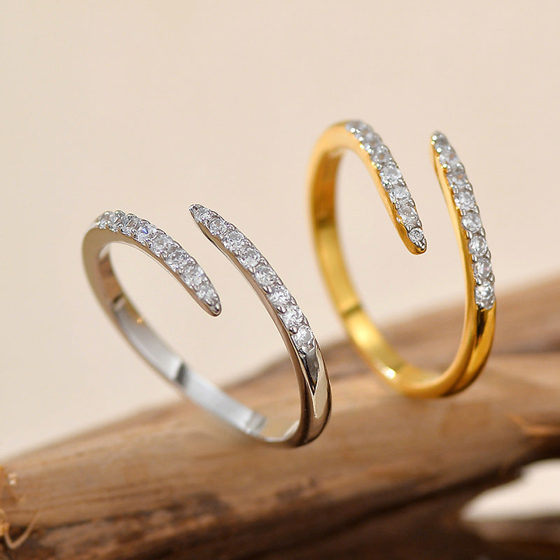 Exquisite Diamond-studded Open Adjustable Ring For Women