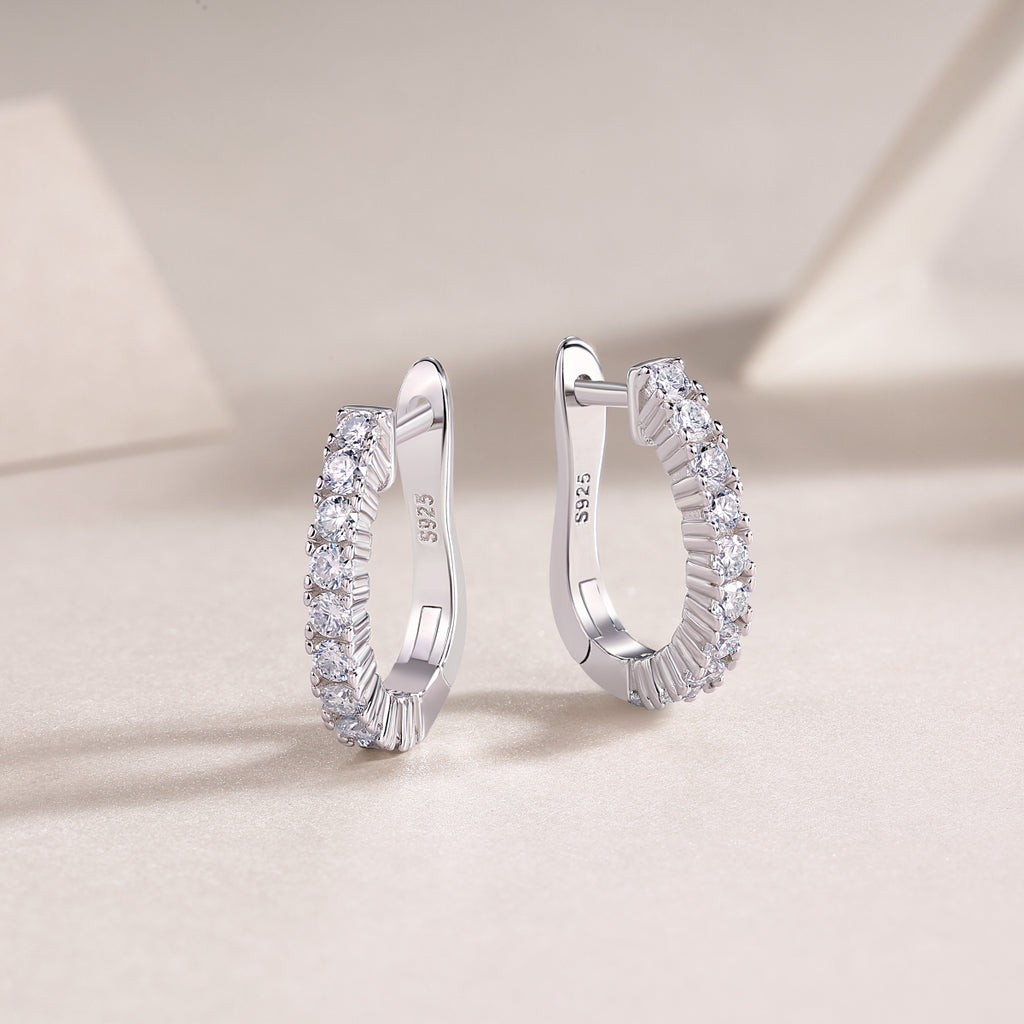 Modern Guide - Premium Moissanite Luxury Fashion Light Luxury Jewelry Silver Stud Earrings S925 Silver Plated Platinum