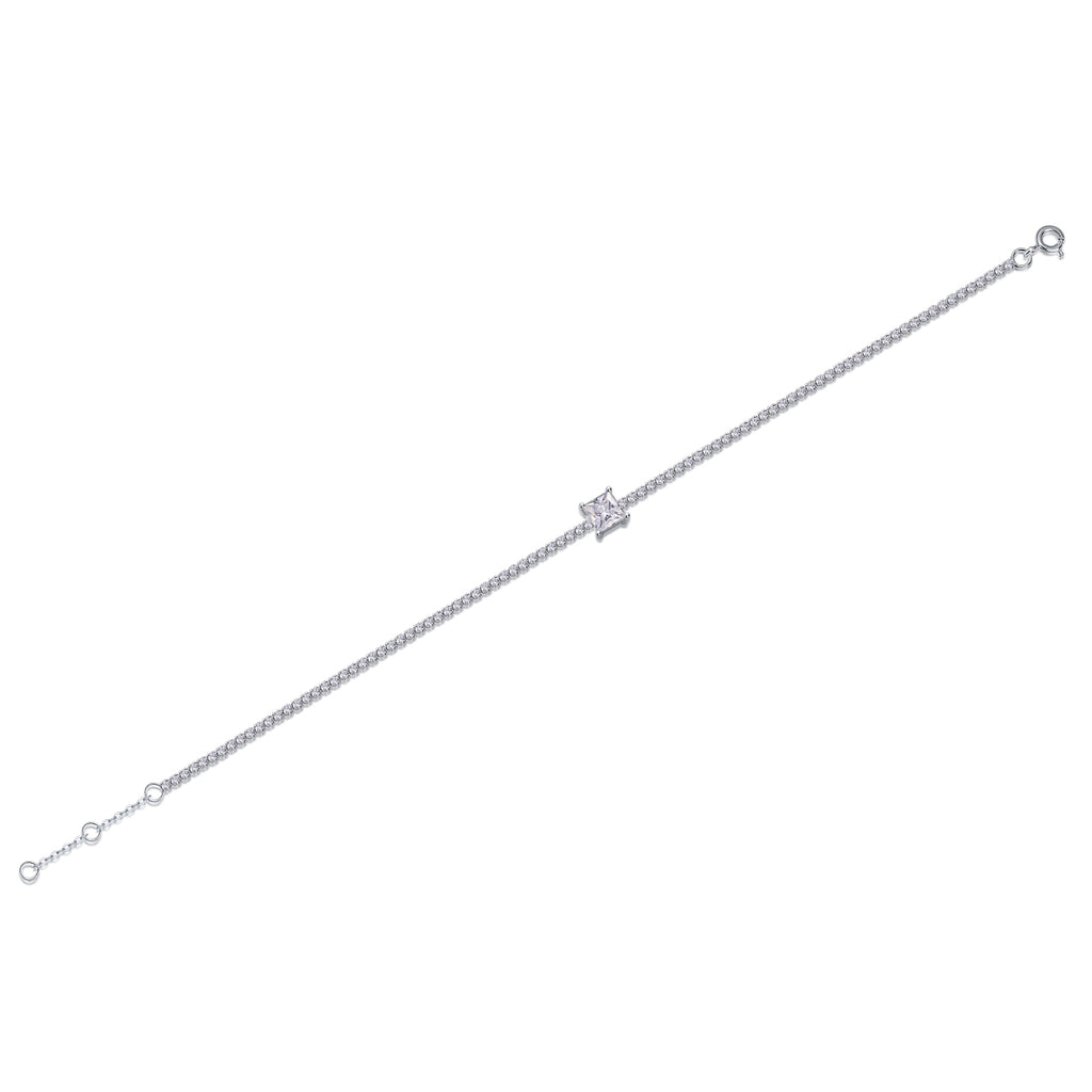 Moon Island Crushed Ice - A Fashionable And Light Luxury Jewelry Silver Bracelet And Bracelet Set With Top-quality Moissanite, S925 Silver Plated Platinum