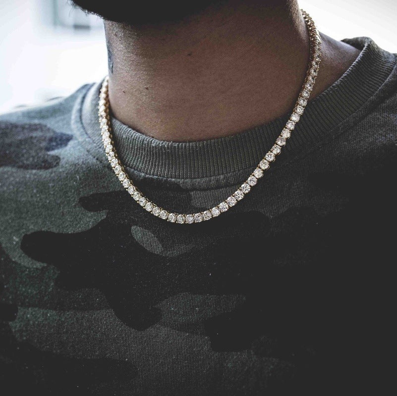 Single-row Tennis Chain Unisex Necklace Hip-hop Style