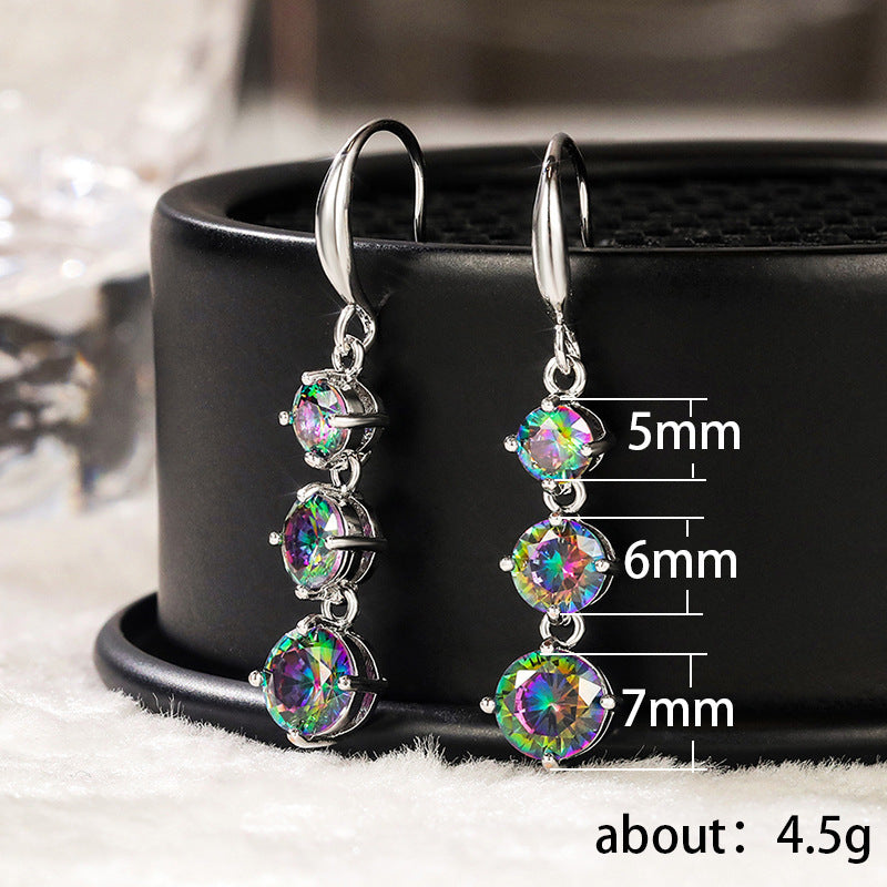 Shimmering Colorful Zircon Womens Earringselegant And Versatile