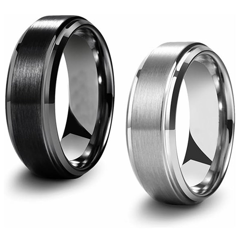 Stylish And Minimalist 8mm Matte Brushed Titanium Steel Ring For Men