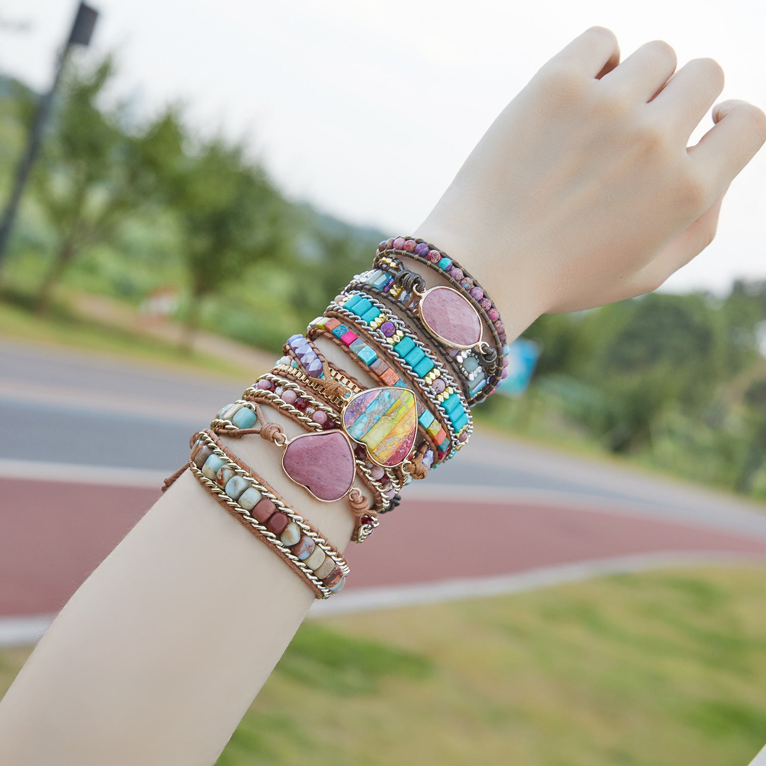 Crystal Metal 3-layer Wrapped Bracelet