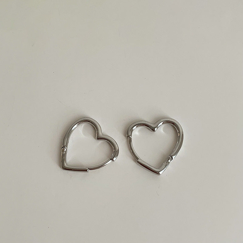 Simple, Versatile Plain Hoop Heart Earrings For Women
