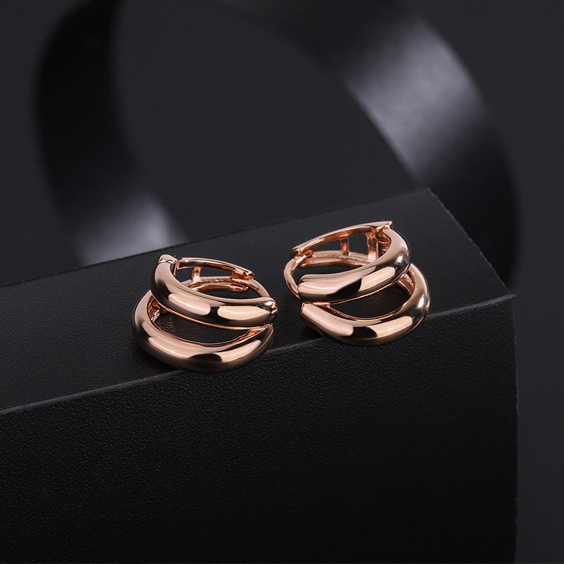 Unisex Sterling Silver Double-layer Hollow-out Line Earrings
