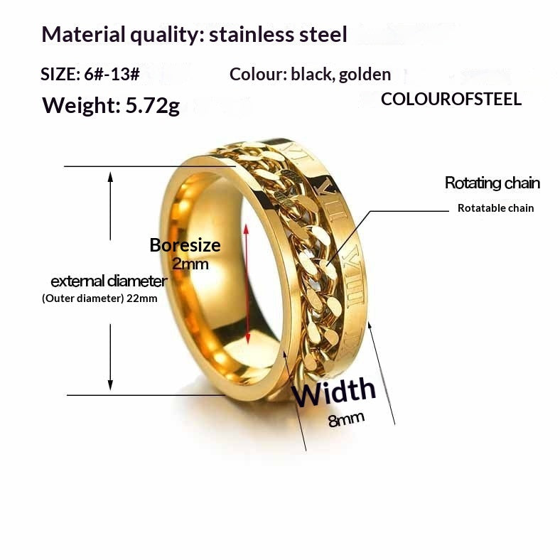Fashionable Roman Numeral Chain Ring With Convertible Design