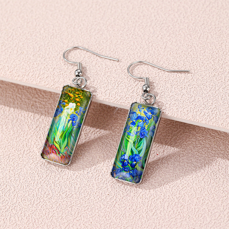 Womens Starry Night Time Gem Glass Earrings