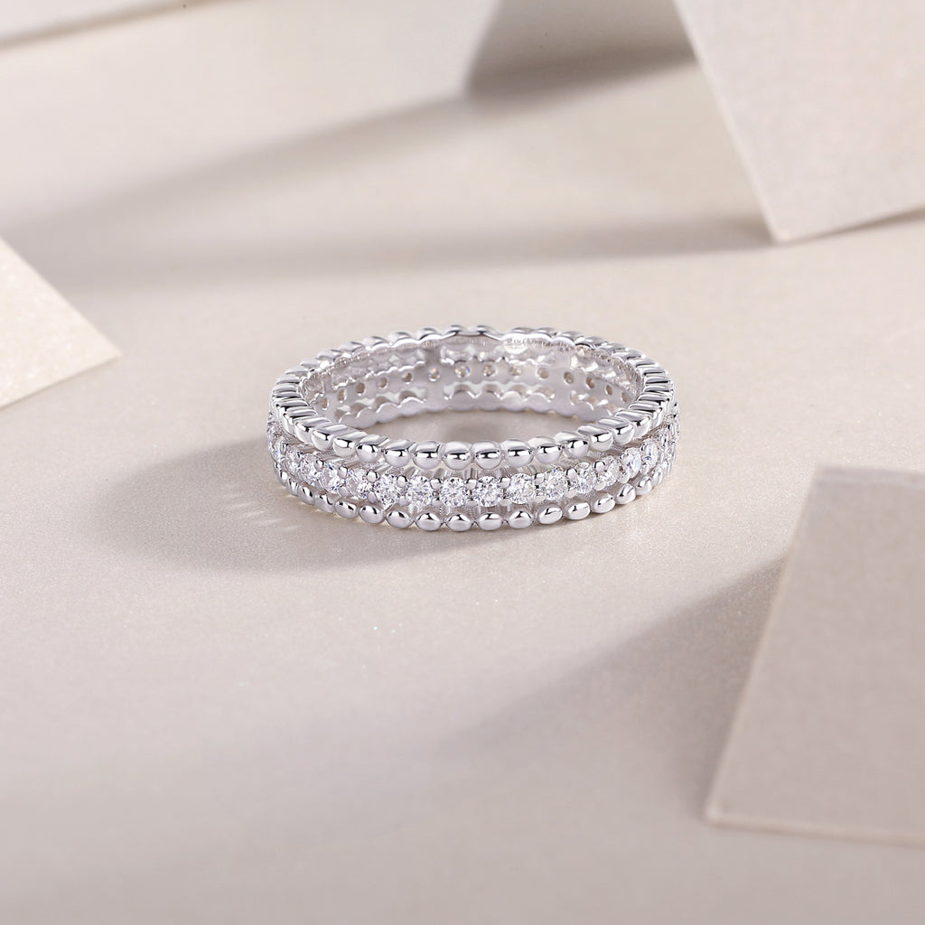 Autumn Stroll - A Wedding Ring Set With Top-quality Moissanite S925 Silver And Platinum-plated Diamond Can Be Tested With A Diamond Pen. The Ring Is In Gold And Rose Gold