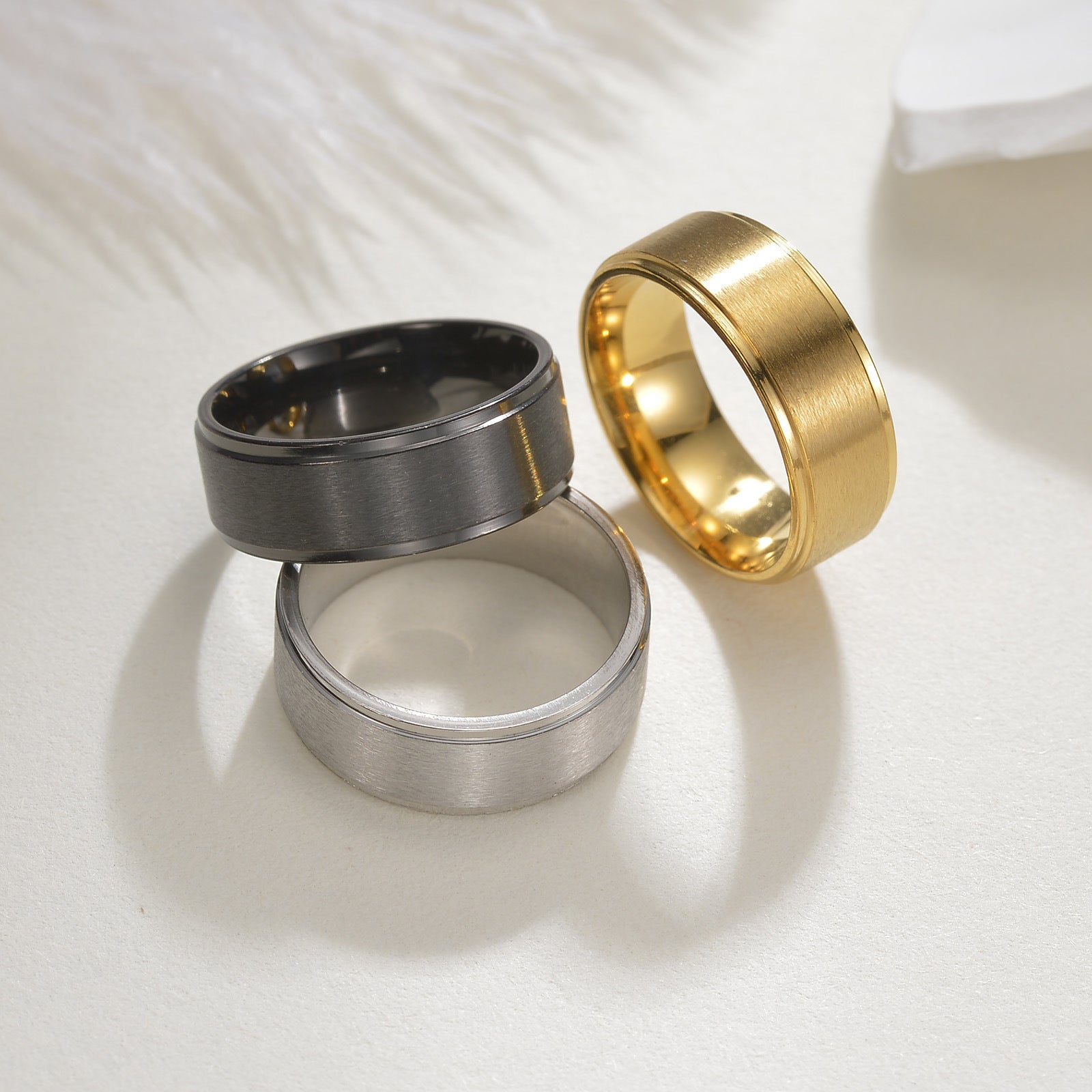 Stylish And Minimalist 8mm Matte Brushed Titanium Steel Ring For Men
