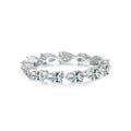 Women's S925 Sterling Silver Single Row Waterdrop Ring Fully Paved With Diamonds