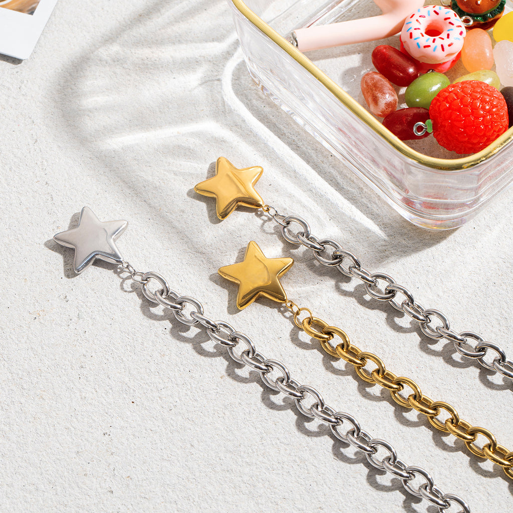 European And American Star Pendant Titanium Steel Necklace Accessory