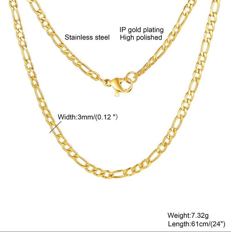Stainless Steel 13-link Chain Gold Womens Necklace