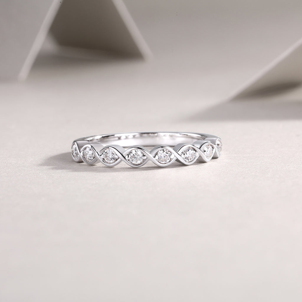 Diamond Brilliance - Set With Top-quality Moissanite S925, Silver And Platinum-plated Diamond Wedding Ring. The Ring Can Be Inspected With A Diamond Pen