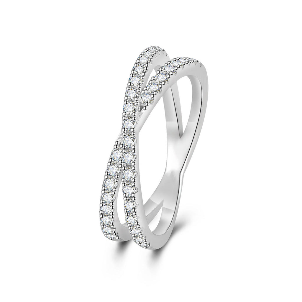 Mozan Ring D-color Cross-row Design Versatile And Easy To Match