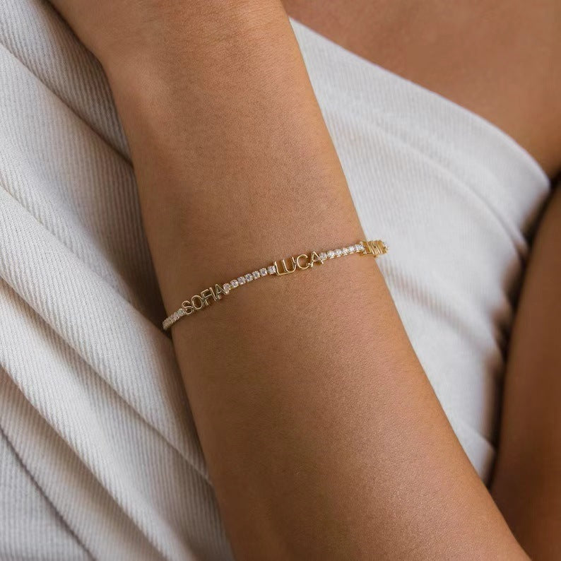 Multi-name Bracelet DIY Customized Diamond Chain With Personalized Names