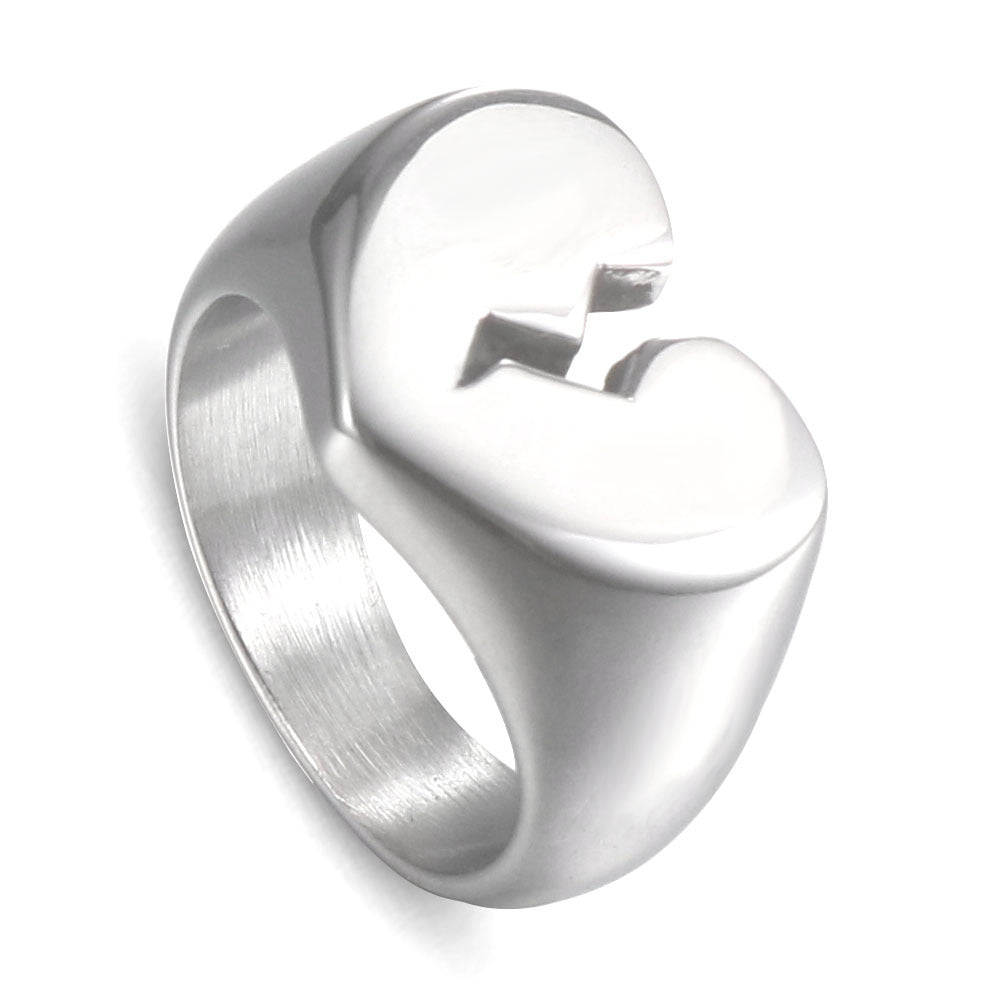 European And American Fashion Heart-shaped Titanium Steel Ring