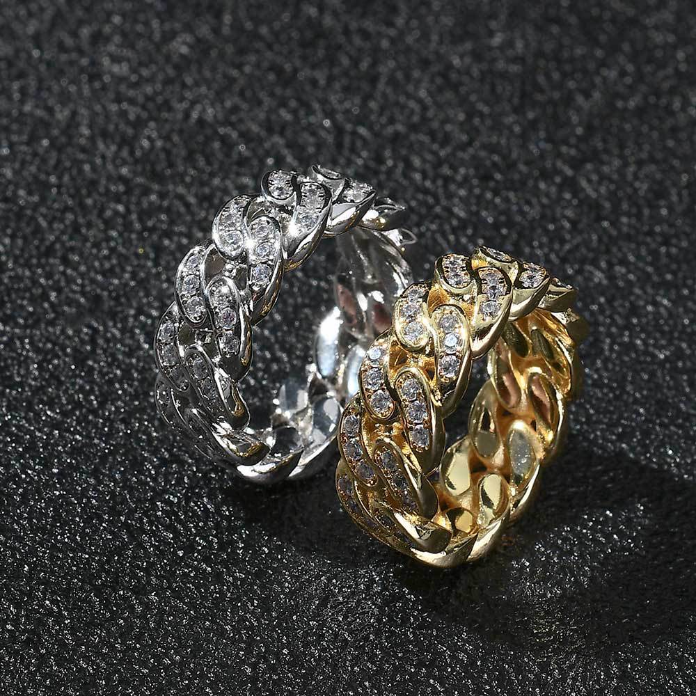 Mens Single-Row Cubic Zirconia Cuban Ring