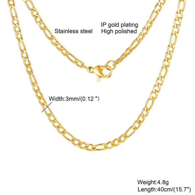 Stainless Steel 13-link Chain Gold Womens Necklace