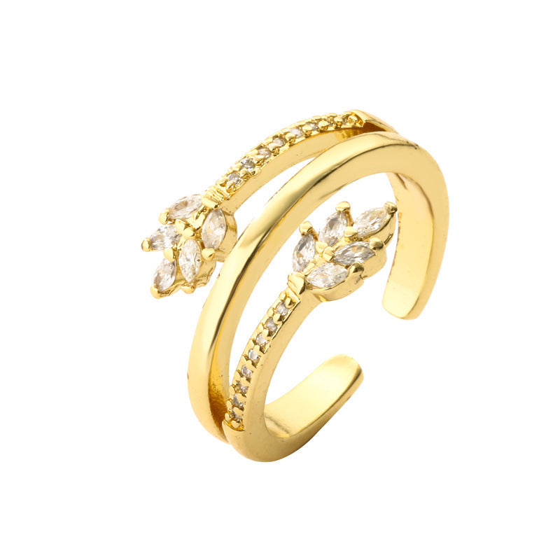 Zircon Heart-shaped Open Ring For Women