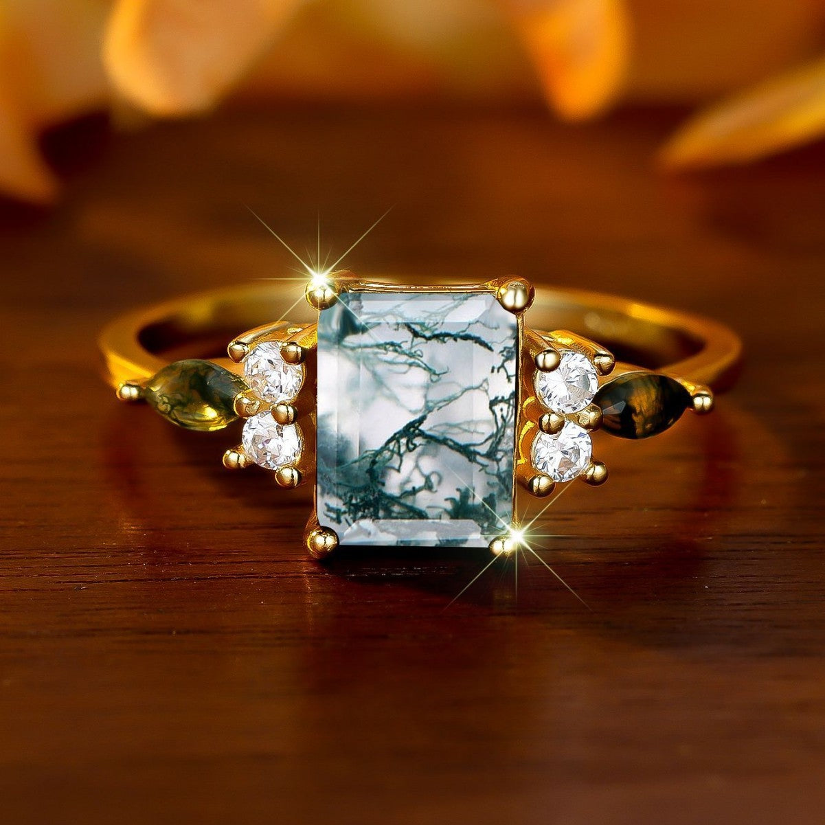 Light-luxury Geometric Edge Horse-eye Aquascaping Ring