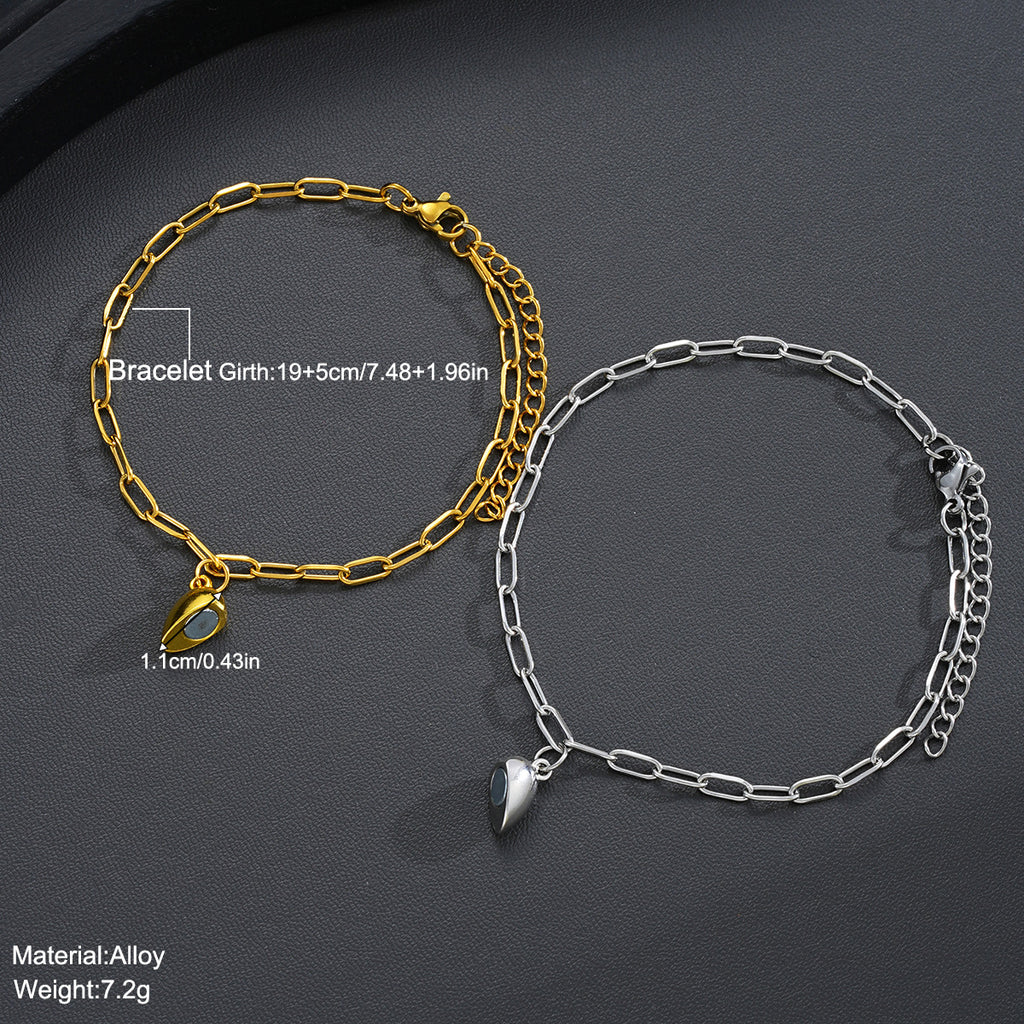 Stainless Steel Heart-Shaped Magnetic Couple Bracelets