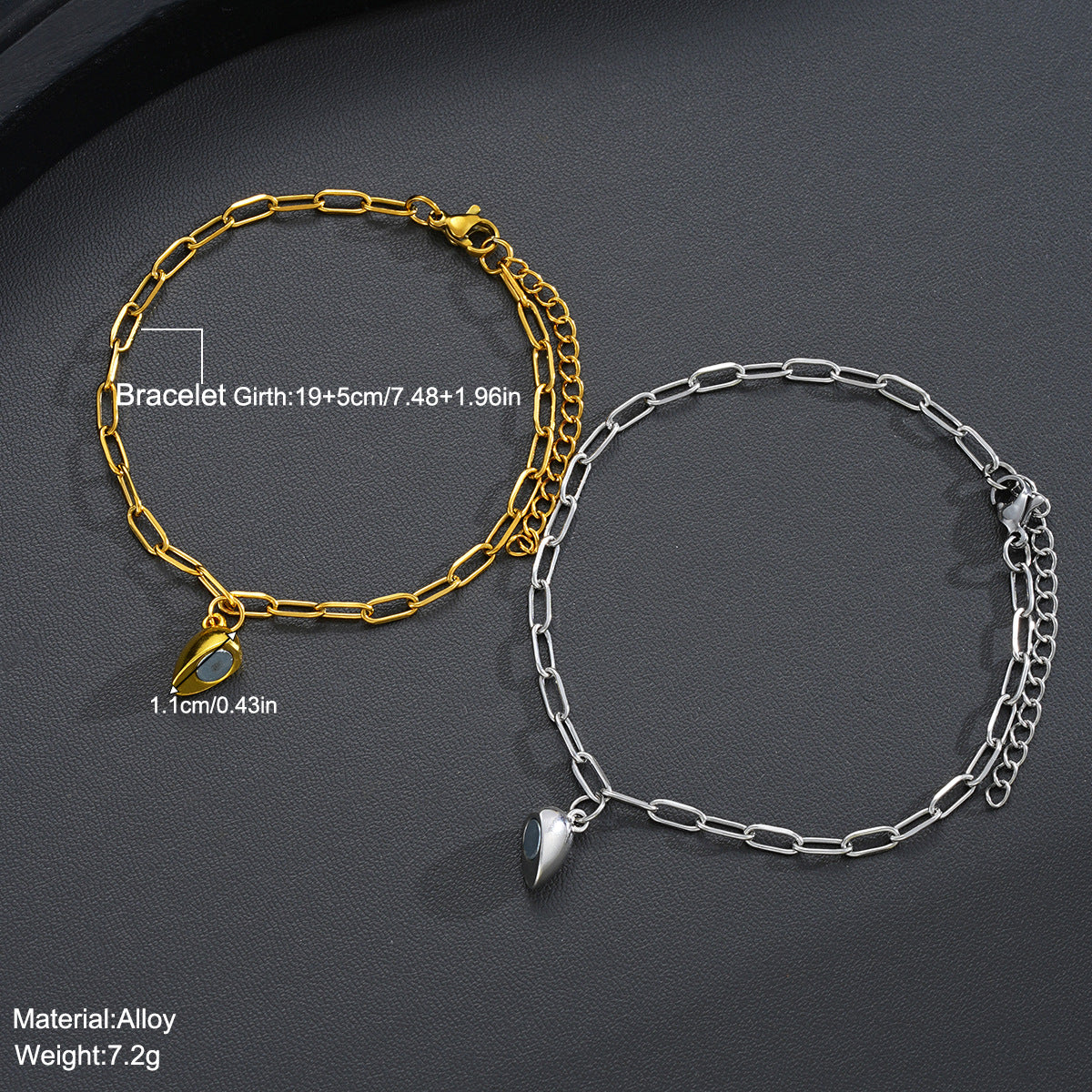 Stainless Steel Heart-Shaped Magnetic Couple Bracelets
