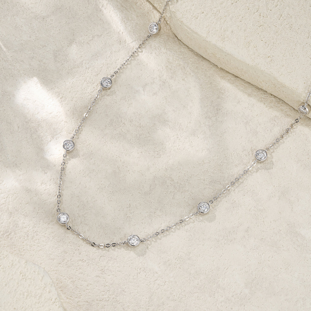 Silver Moissanite Minimalist Design Light-luxury Tassel Clavicle Necklace
