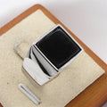 Fashionable And Minimalist Square Gemstone Titanium Steel Ring For Men