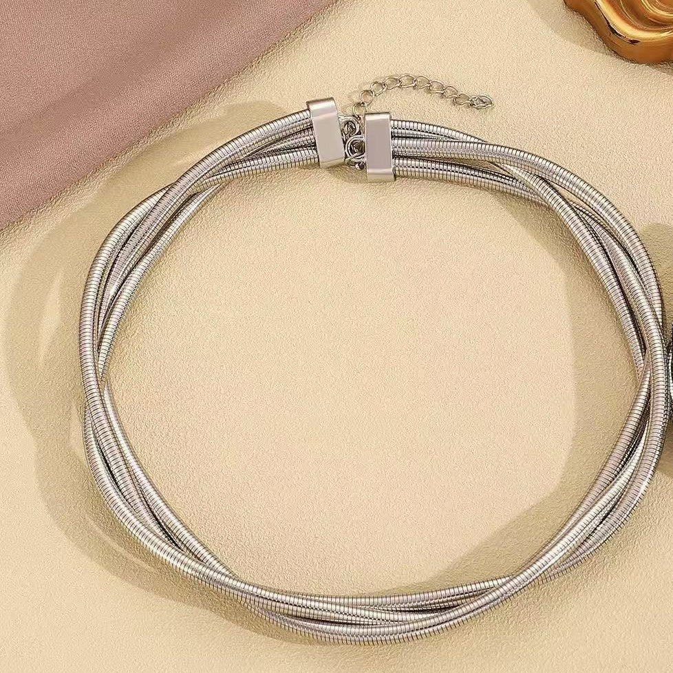 European And American-style Personalized Multi-layer Elastic Snake-chain Twist Necklace